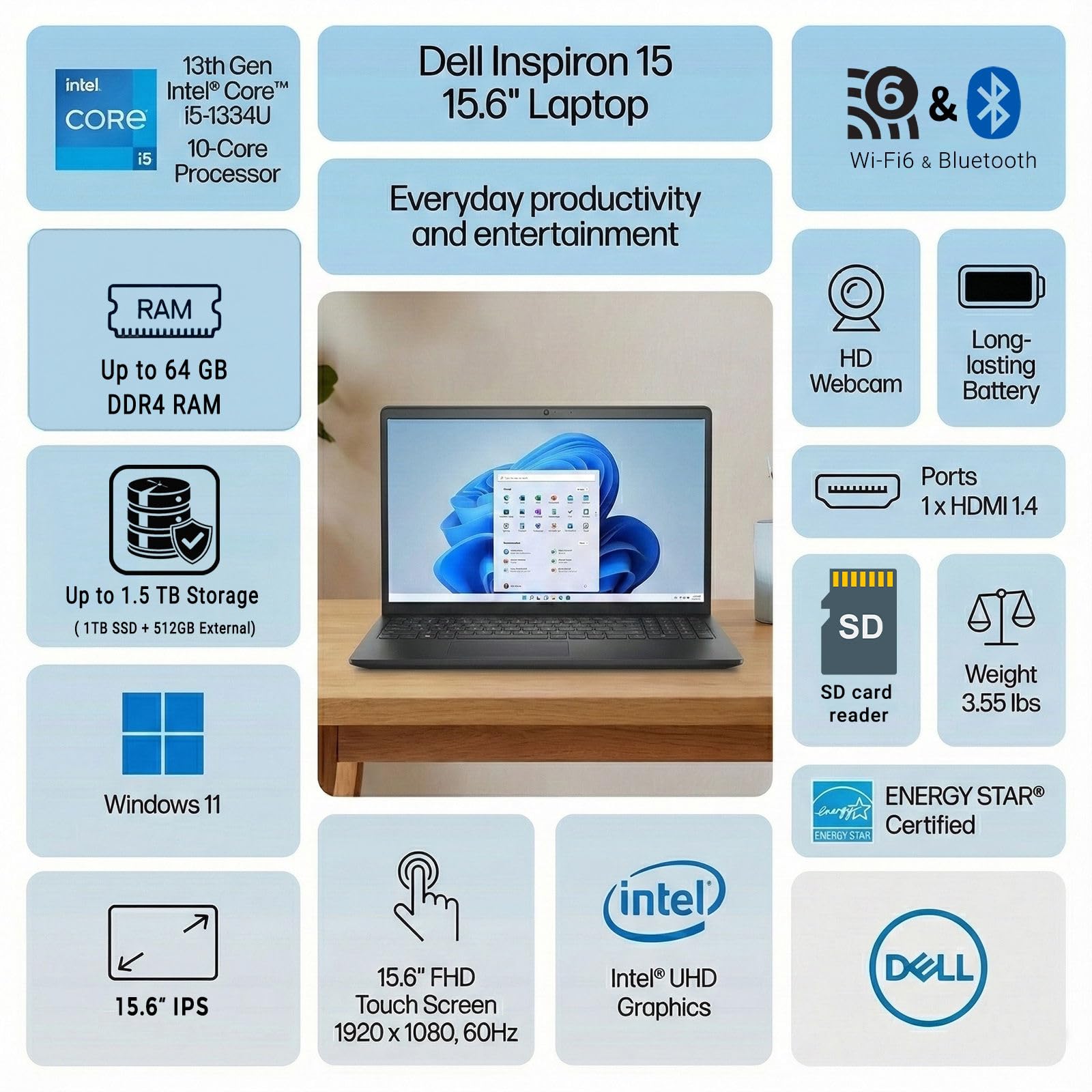 Amazon.co.jp: Dell Inspiron 15 ノートパソコン 15.6インチ FHD